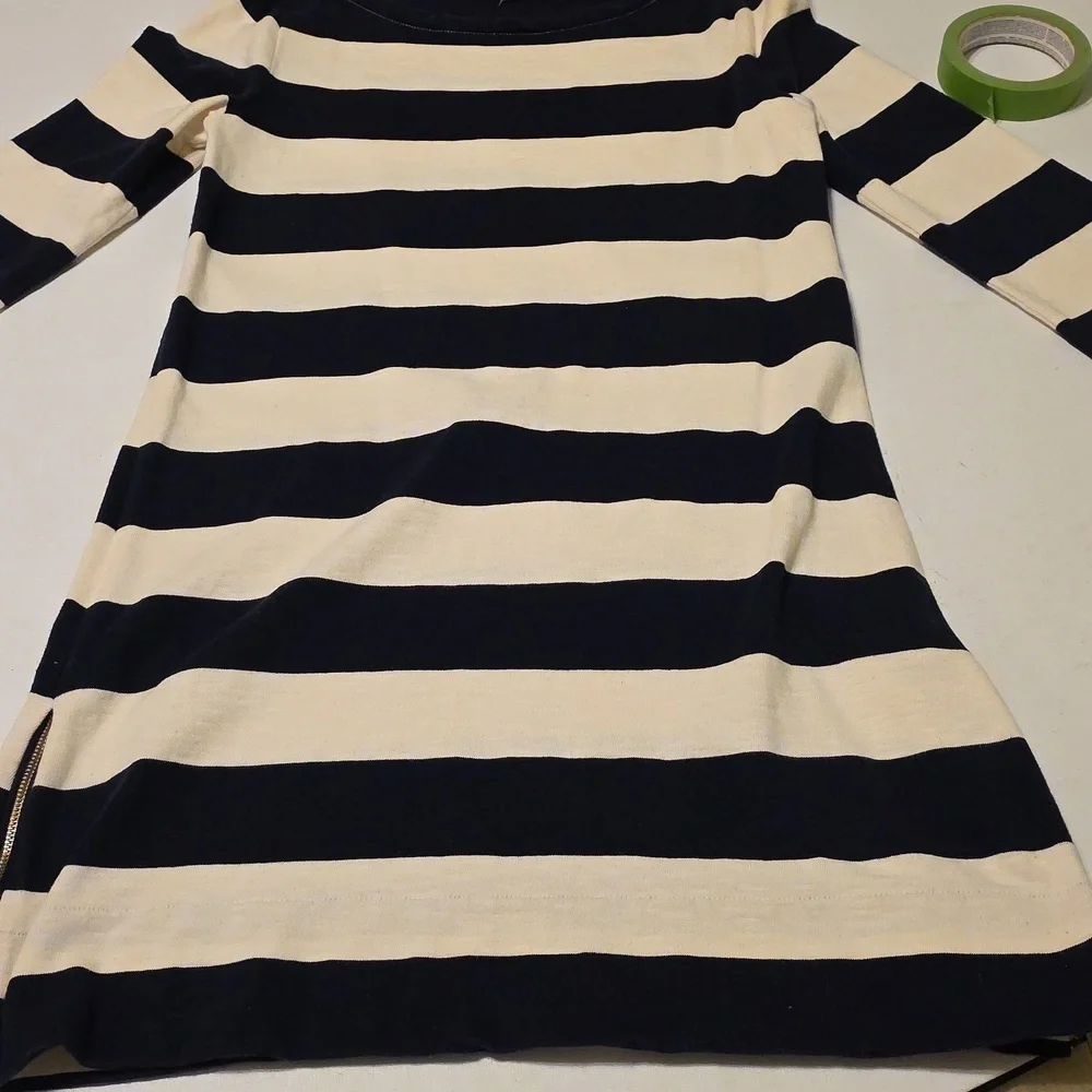 J. Crew Navy and Off-White Rugby Striped Mini Dress, XS